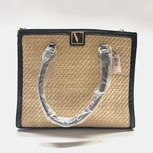 The Victoria Secret Straw Structured Satchel Natural Raffia Bag Limited Edition